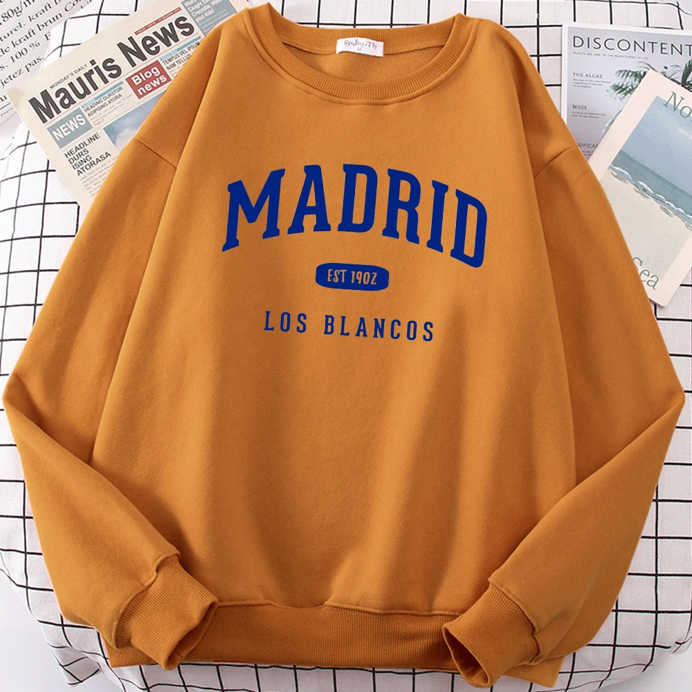 Spain Madrid Est 1902 Los Blancos Prints Female Clothing Autumn Clothing High Quality Sweatshirt Street Casual Women\'S Hoody
