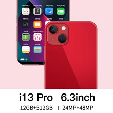 

I13 Pro Smartphone 10 Core 12GB 512GB Global Version 5G 5800mAh 6.3 Inch 48MP Android10 Celular Cellphone Mobile Phone Unlock 4G