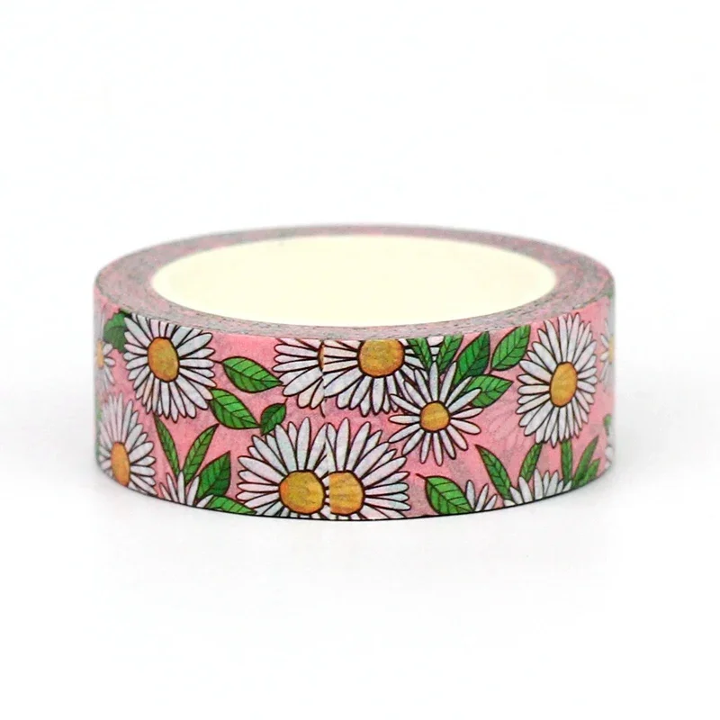 NEW 1PC 10M Decor Pink Little Daisy Washi Tape for Scrapbooking Journaling Adhesive DIY Masking Tape Cute Stationery