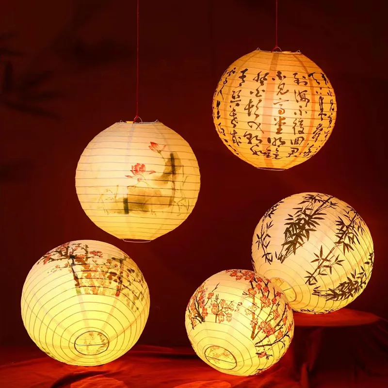 30cm Printed Flower Round Paper Lantern Wedding Birthday Party Decorations DIY Festival Supplies 1pc