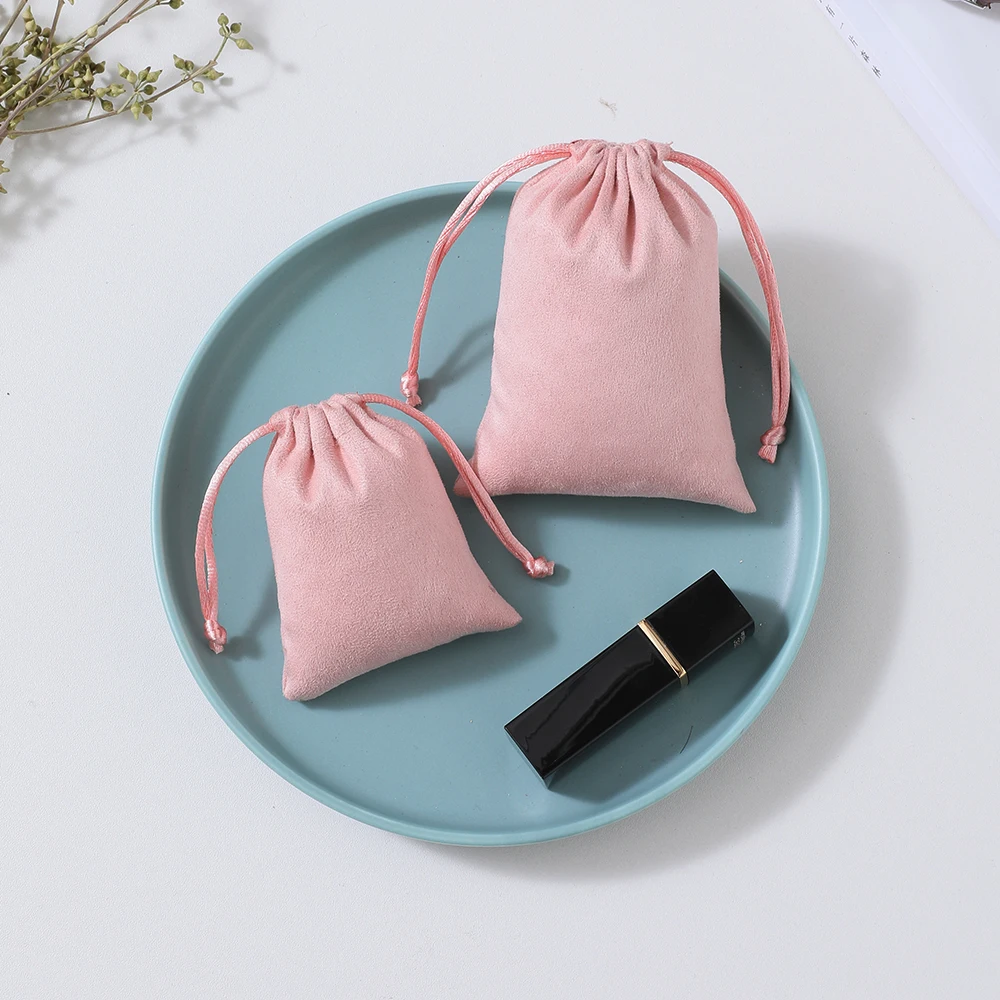 100 Flannel Jewelry Pouches Jewelry Packaging for Wedding Party Christmas Birthday Gift Jewelry Drawstring Bag Print Custom Bag