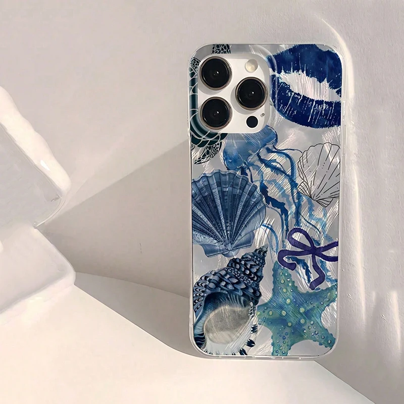 Beach Blue Ocean Element Lip Print Phone Case Cover