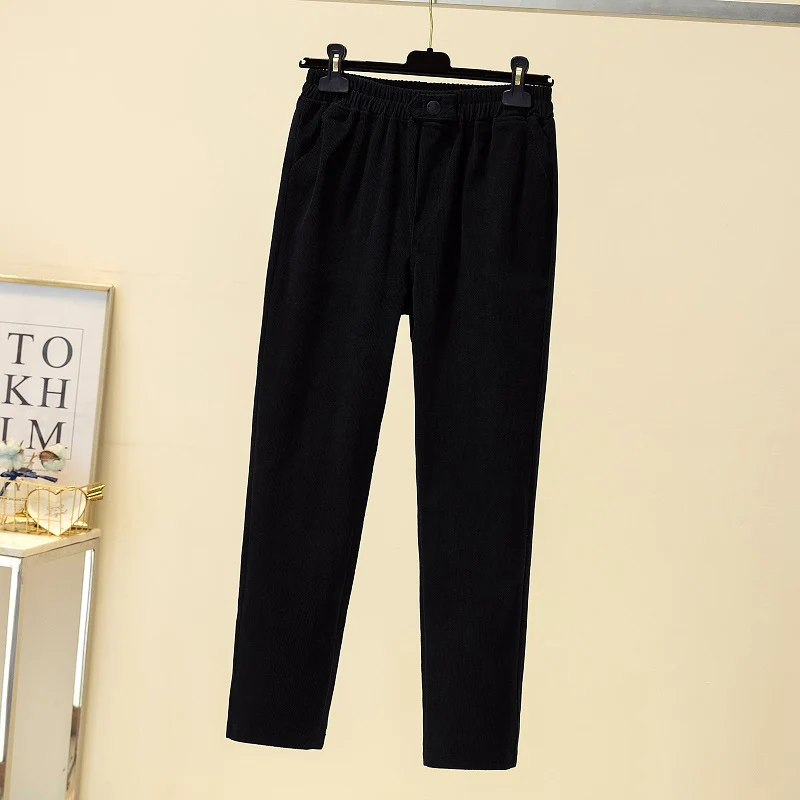 JMPRS High Waist Women Corduroy Pants Vintage Korean Solid Fall Casual Black Trousers Button Brown Female Bottoms Pants New denim capris Pants & Capris