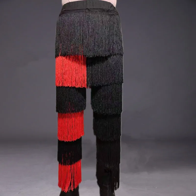 Children Latin Dance Fringed Trousers Girls Modern Ballroom Dancing Long Pants Dancewear Performance Costumes For Kids