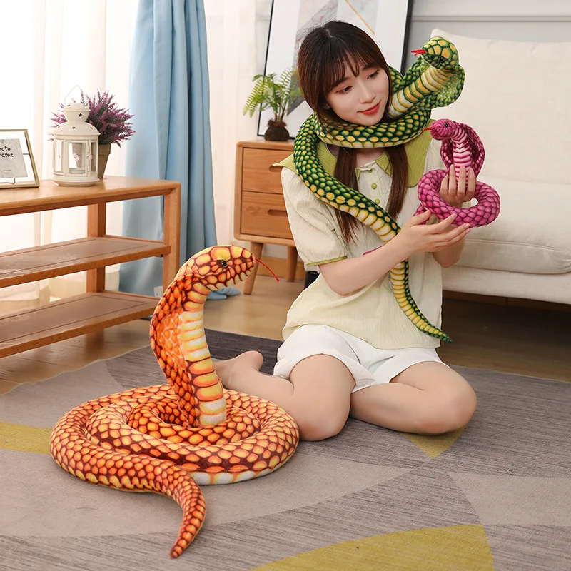 

80-240CM New Simulated Python Snake Plush Toy Giant Boa Cobra Long Stuffed Snake Plushie Pillow Kids Toy Boys Gift Home Decor