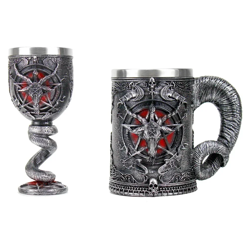 Creative 3D Gothic Wine Goblet Style Contain Dragon Claw Viking Skull Skeleton Halloween Gifts Bar Punk Wine Glass Drinkware Cup