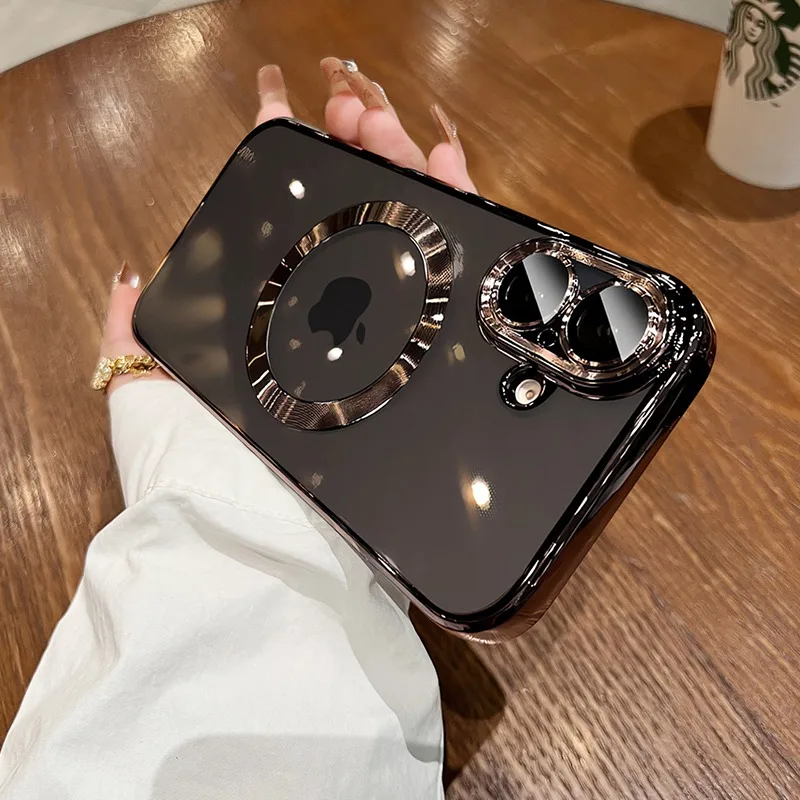Luxury Clear Silicone TPU Wireless Charging Case with Soft Electroplate Finish