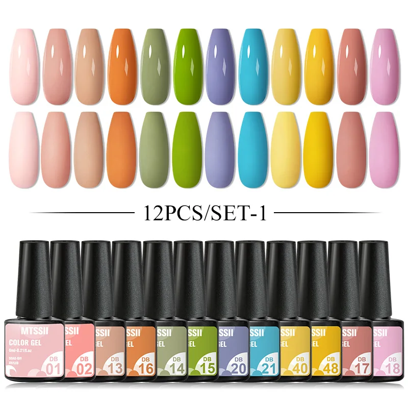 Mtssii 2/10Pcs Kit Smalto Gel Vernis Vernice Ibrida Uv Semi Permanente Per Base Manicure Top Coat Nails Art Gel Polish Set
