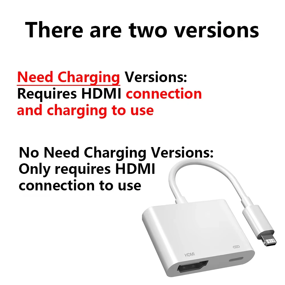 Adattatore HDMI per iPhone connettore 2 in 1 per streaming e ricarica Adattatore HDMI per iPhone connettore 2 in 1 per streaming e ricarica
