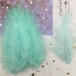 Turkey Marabou Feathers for DIY Jewelry and Craft Decor, 50pcs, 4 - 6 Inches (Lt blue green 50pcs)