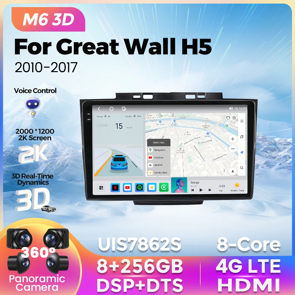 

NEW 2K M6 Pro Plus 3D Car Radio For Great Wall Hover Haval H5 1 2010 - 2017 Multimedia Player GPS For Carplay Android Auto DTS