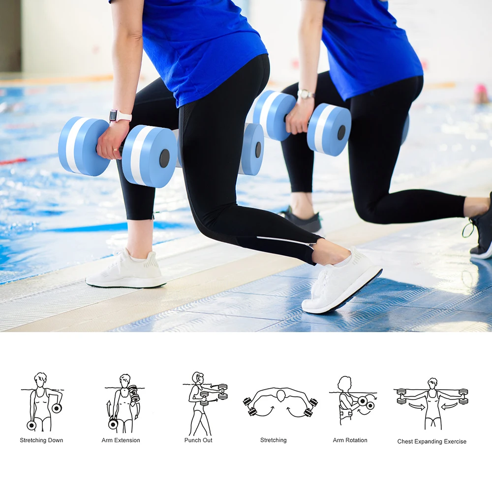 Water Aerobics Exercise Fitness Water Dumbbells Dumbbell Set Aqua Dumbbell EVA Float Barbell for Pool