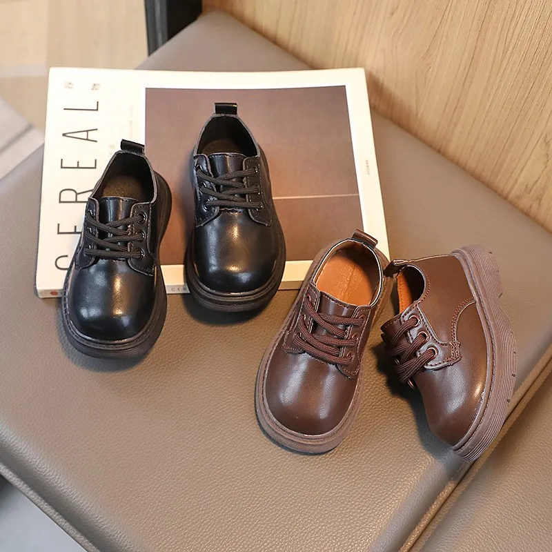 

CAPSELLA KIDS Spring Autumn Children Boys Fashion Lace-Up Leather Shoes Kids Girls Elegant Retro Casual Shoes Size 21-30