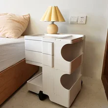 

Ins Style Bedside Table Nordic Rotating Storage Cabinet Locker Movable Trolley Vintage Bedroom Multi-layer Simple