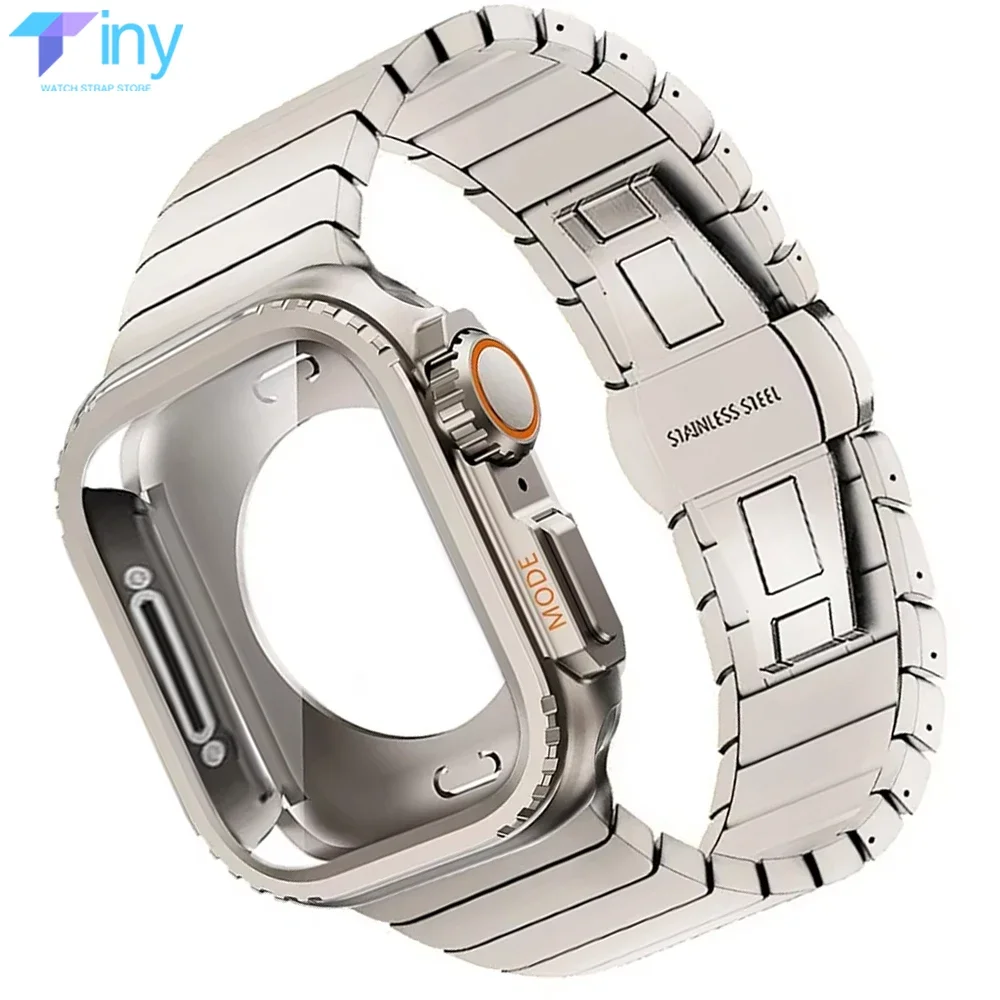 Premium Stainless Steel Watch Case & Band with Protective Shell