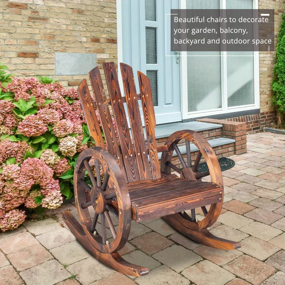 Wagon wheel bench fir wooden garden rocking chair patio outdoor furniture