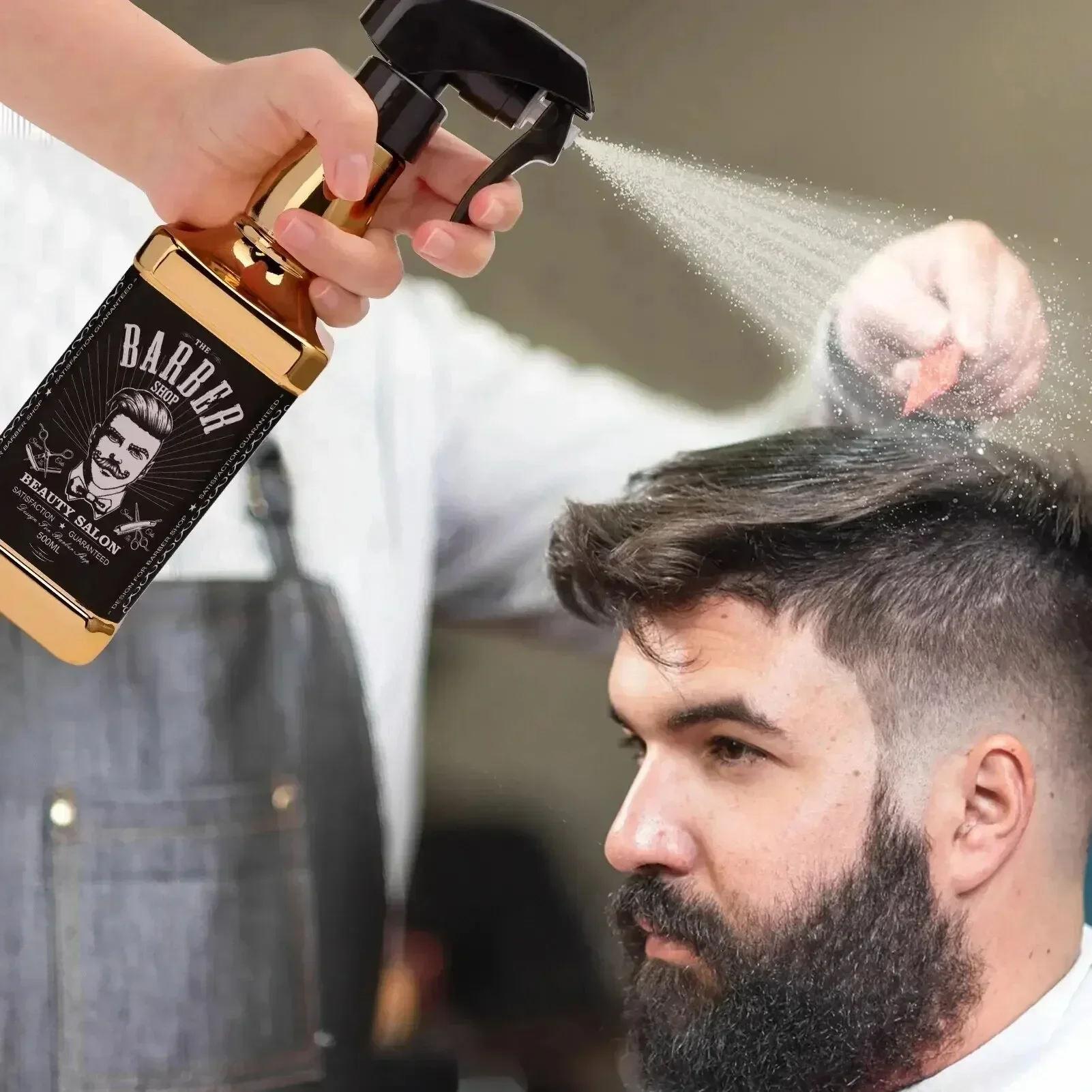 500ML Plating Barber Haircut Spray Bottle Empty Continuous Atomizer Water Sprayer Salon Hairdresser Accessories Barber Tools Hairdressing Spray Bottle Spray Bottle
