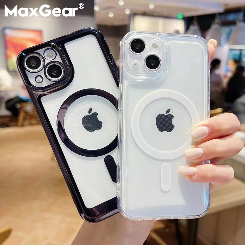 iphone se clear case Luxury Magnetic For Magsafe Wireless Charge Case For iPhone 13 12 11 Pro Max X XR XS Max Clear Plating Soft Silicone Back Cover cute iphone se cases