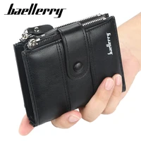 New  Men Wallets Fashion Short Desigh Zipper Card Holder Men Leather Purse Solid Coin Pocket High Quality Male Purse 2