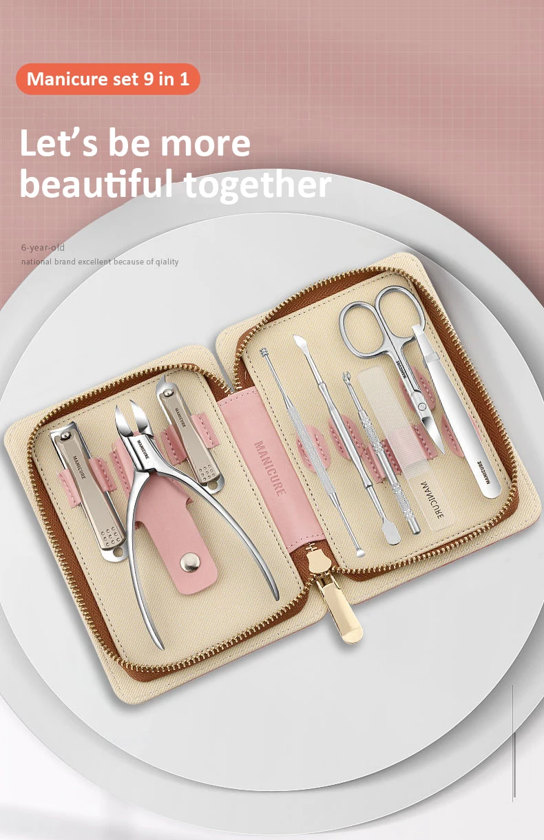 Luxury Pink Manicure Set with Surgical-Grade Scissors & Nail Clippers