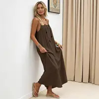 Bohemian Backless Beach Maxi Dress Sexy Strapless Women's Summer Long Evening Gown Loose Waist Spaghetti Straps Suspender Dress - Image 4