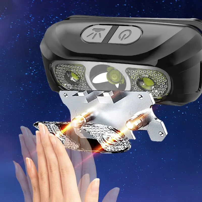 head flashlight cob headlamp Fishing And Camping Head Lamp Usb Charging Induction Type Portable Night Running Head Led Front Flashlight