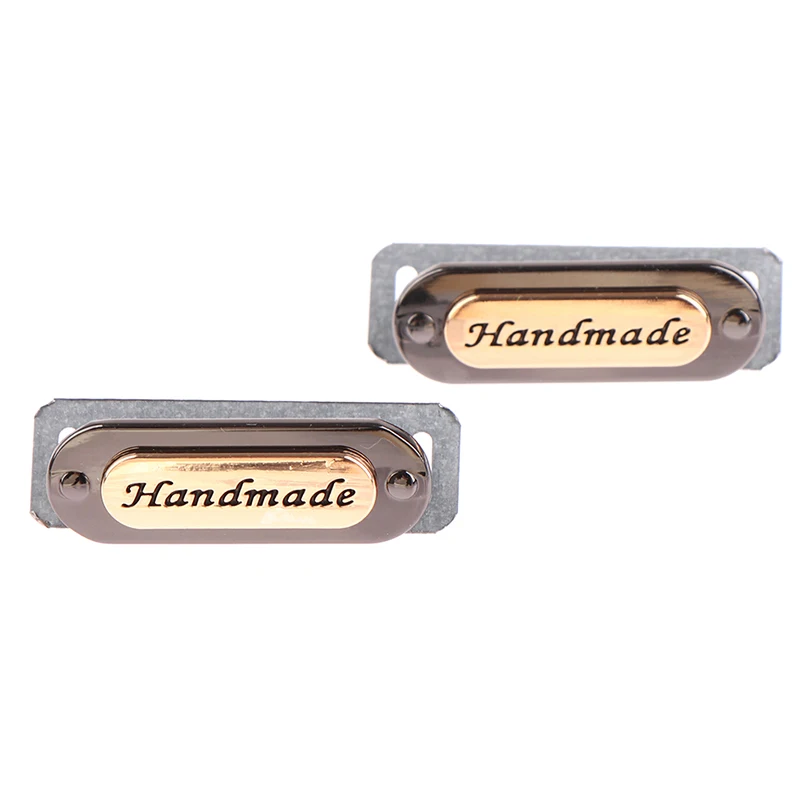 

2PCS Handmade Metal Labels Tags Oval For Clothes Jeans Shoes Bags Accessories Hand Made Printed Labels DIY Crafts