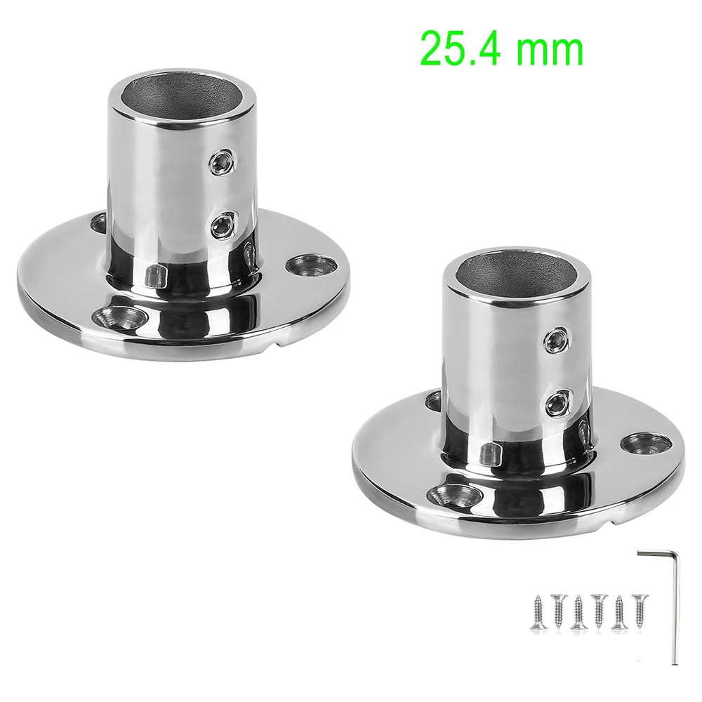 Durable Marine Grade Boat Hand Rail Base, Heavy Duty 316 Stainless Steel Round Base Rail Fitting, 90 Degree, for 1 inch Tube