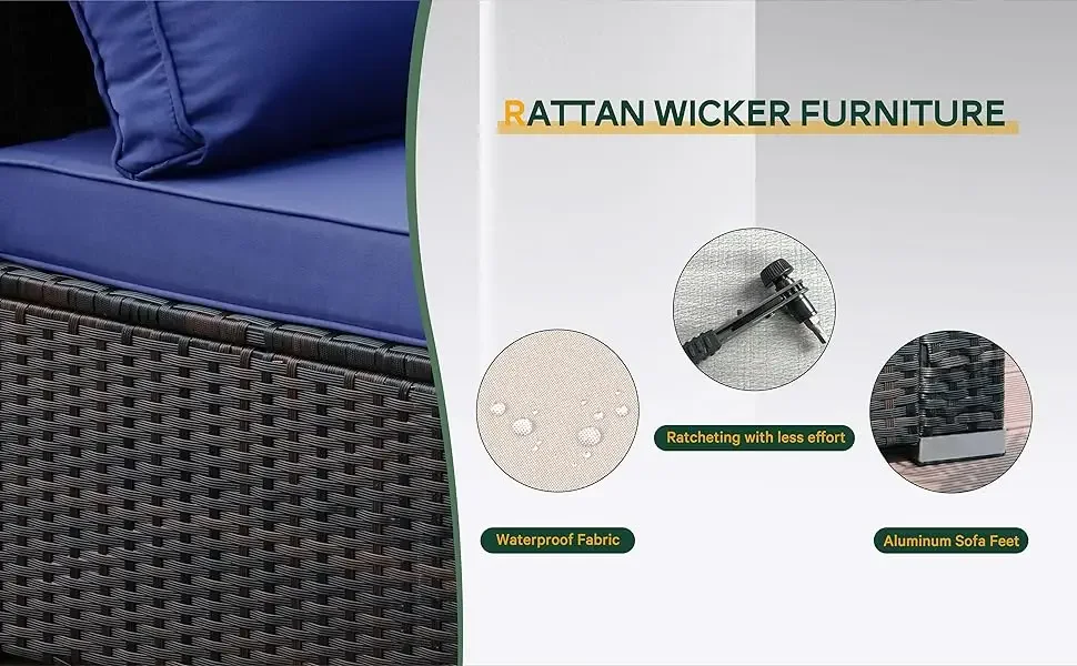 wicker rattan 7 pieces set