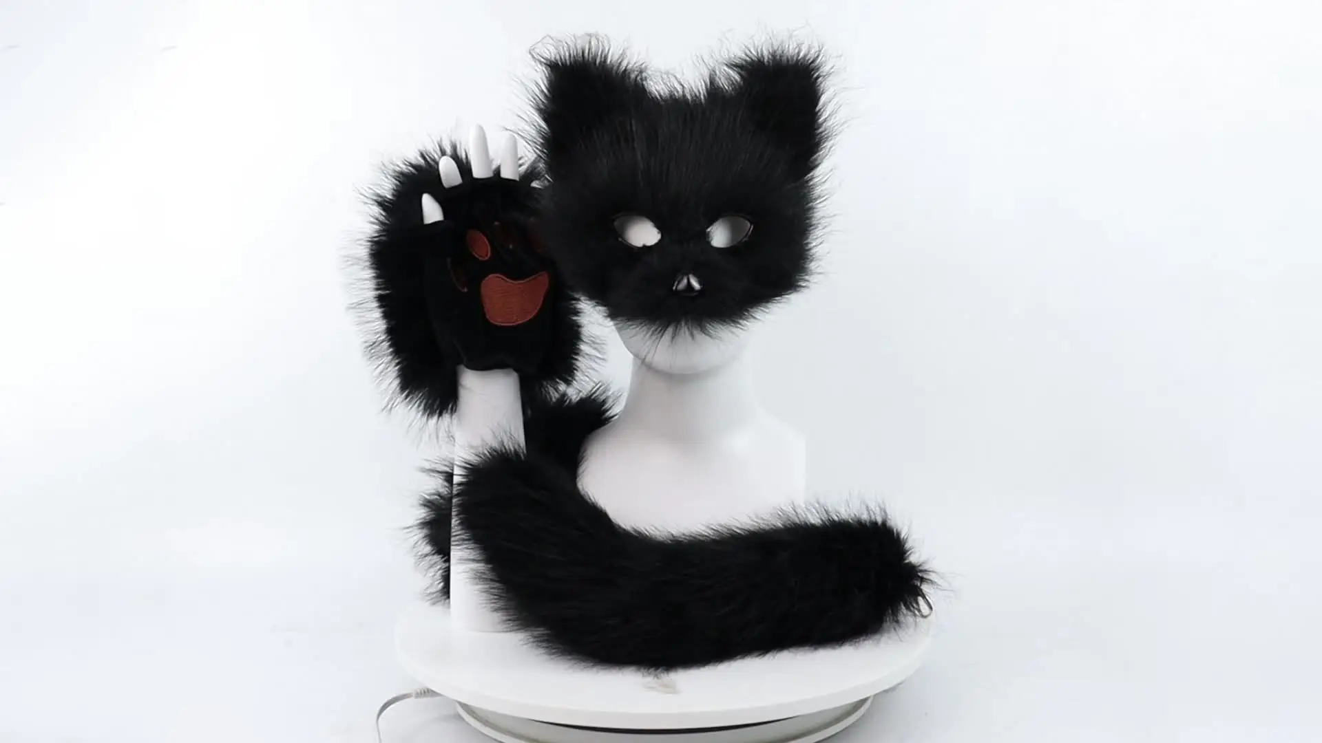 Boyiee Queue de Chat en Fourrure Moelleuse pour Costume d'Animal Carnaval Queue de Therian Queue de Renard Queue de Chat Longue Accessoire de Déguisement de Chat pour Femme Adulte Fête Cosplay