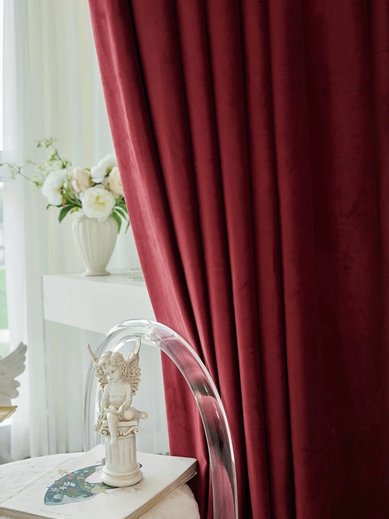 Luxurious Wine Red Velvet Blackout Curtains
