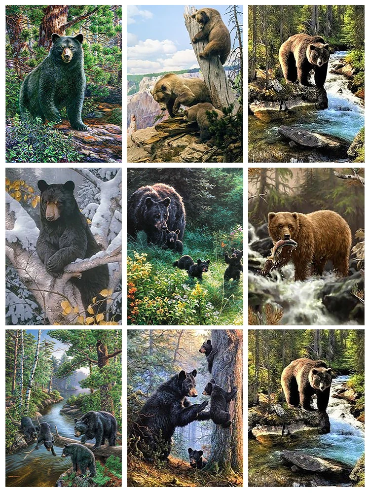 

Животные 5D алмазная живопись черный медведь и дерево природа алмазная живопись мозаика полная Алмазная вышивка живопись украшение для дома