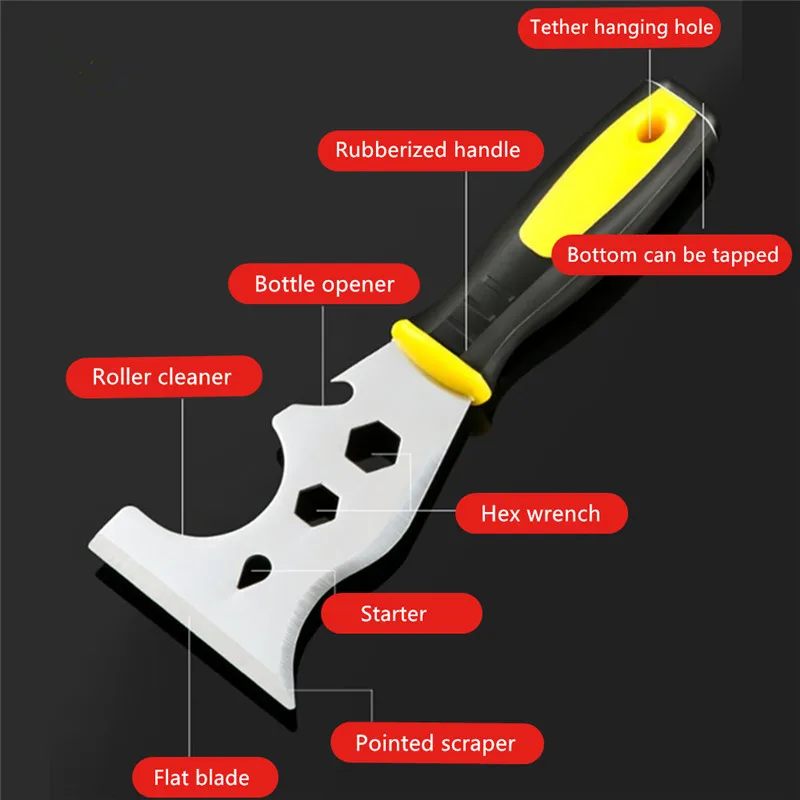 13 in 1 Multifunctional Putty Knife Scraper Caulk Removal Tool Painters Tool for Wallpaper Scraper Construction Can Opener