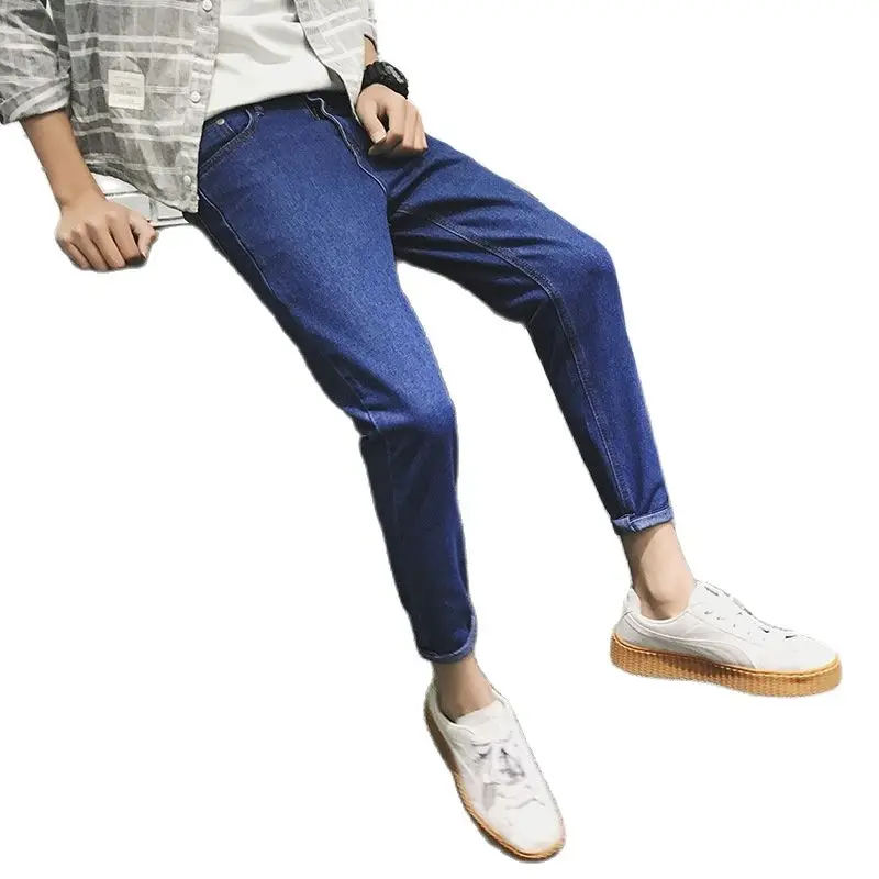 Autumn Boys Light-colored Ankle Length Jeans Men's Manufacturers Wholesale Loose Straight-legged Wide-leg Pants Korean Trousers