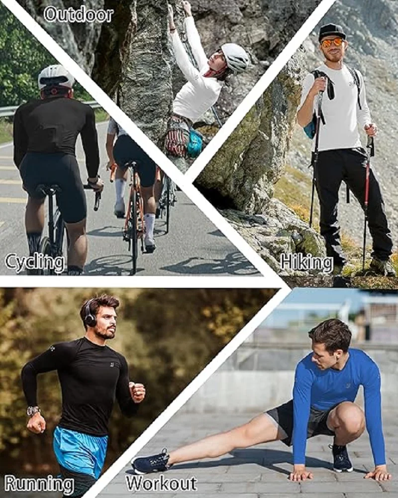 Men's UPF 50+ Swim Rash Guard, Long Sleeve UV Sun Protection SPF Water Shirts Quick Dry for Outdoor Fishing Hiking 6