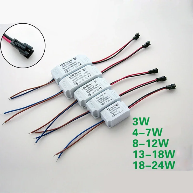 AC90~265V 3~24W LED Driver Power Supply Adapter Transformer For LED Lights 3W 4-7W 8-12W 13-18W 18-24W Power Tools 1PC