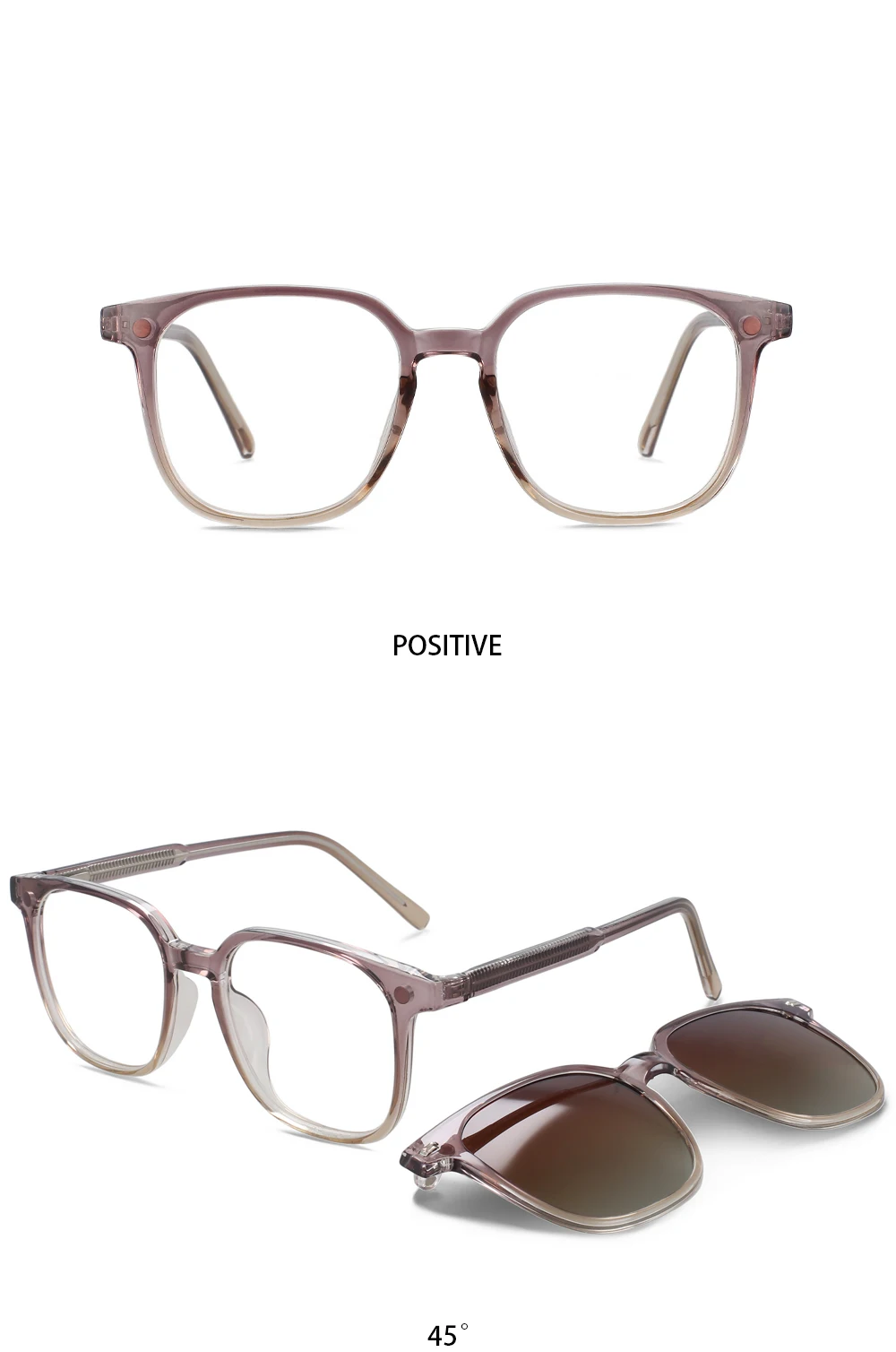 R56532 Damen quadratische Lesebrille 100 ~ 300 polarisierte Magnet clip Frauen Mode presbyopische Brille – Detail 10