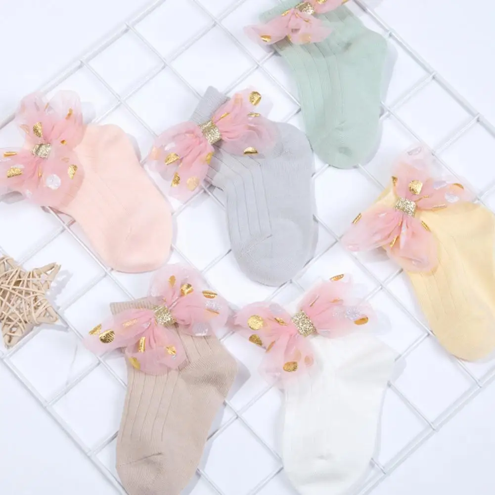 

1 Pair Toddler Socks Comfortable Mesh Short-tube Daily Wear Children's Socks Cotton Bow-knot Baby Girl Socks Infant Accessories