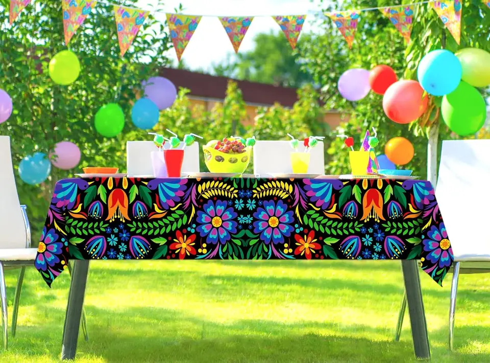 2 Tovaglie Messicane Per Feste - 137x274 Cm, Plastica Impermeabile, Stile Fiesta Cinco De Mayo - Foto 14