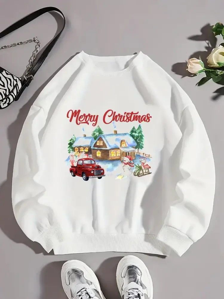 

O-neck Fashion Lovely Season Winter Trend Cute Clothing Christmas Holiday New Year Pullovers Female Women Graphic Sweatshirts