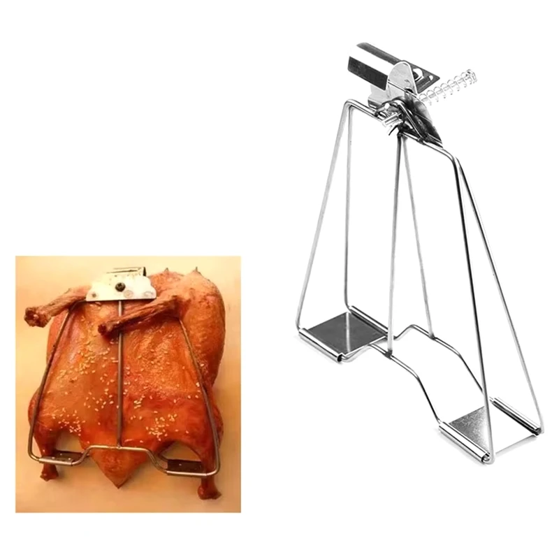 Practical Chicken Roast Duck Clip Stainless Steel Oven Grill BBQ Tool Skewers Grilled Fish Clip Hook Barbecue Tool-A97Q