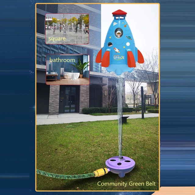Víz Sugárhajtású Rakéta Hajtóerő Kültéri Víznyomás -Szabályozó Kócos Sprinkler Forgó Repülõ Splash Játék Nyári Gyerekeknek - Image 4
