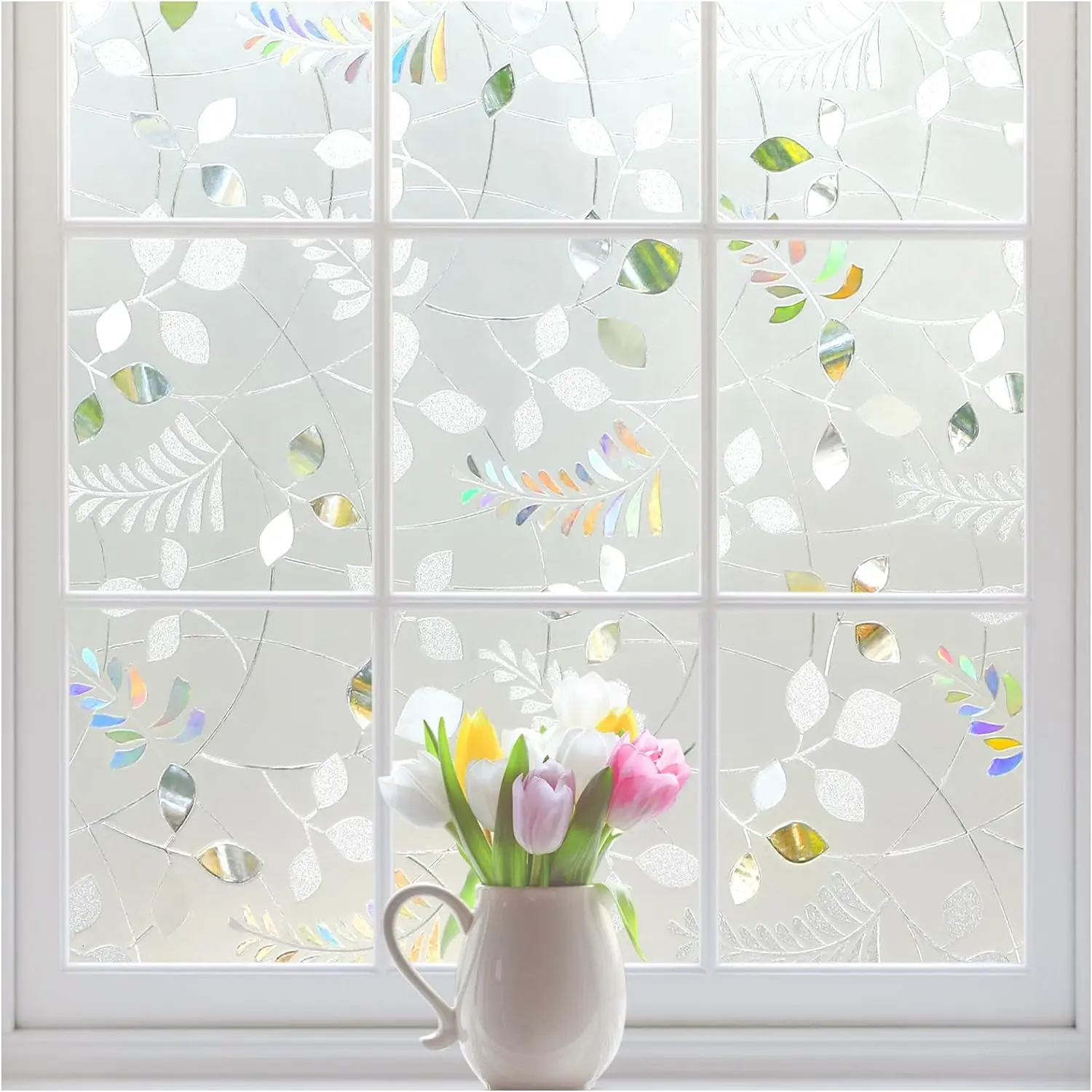 Rainbow 3D Decorative Privacy Window Film - Stained Glass Static Cling Sticker