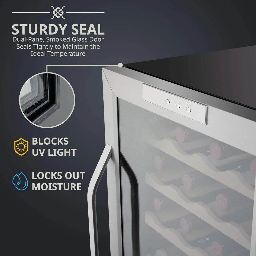 New 28 Bottle Compressor Wine Cooler Refrigerator W/Lock，41f-64f Digital Temperature Control Fridge