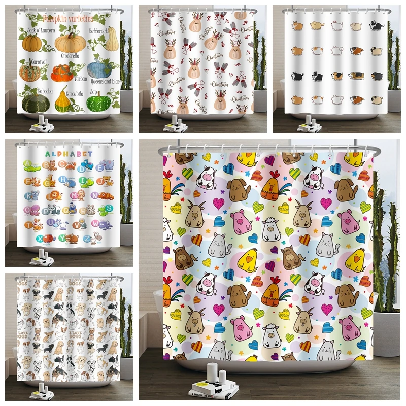 

Cute Little Animal Shower Curtain Baby Room Decor Waterproof Kawaii Shower Curtain Bathtub Curtain Bathroom Textured With Hooks