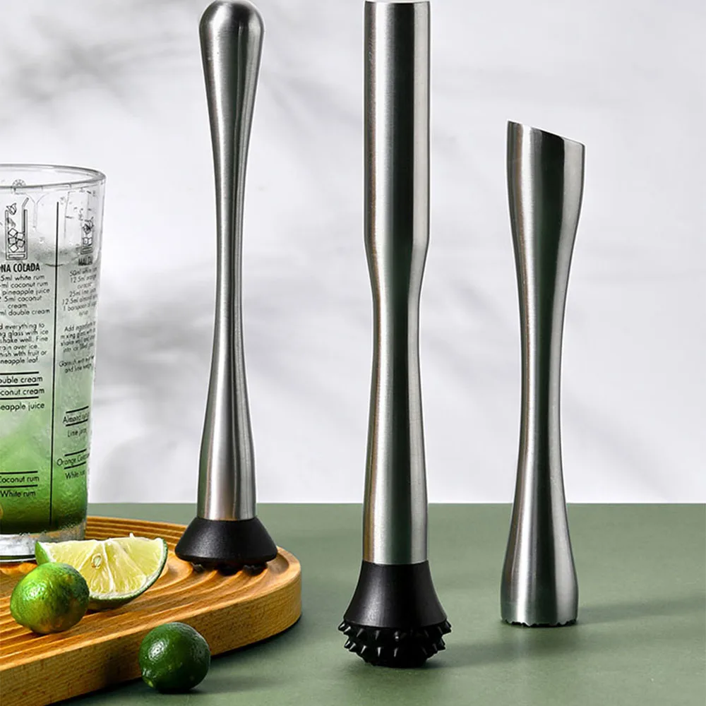 Stainless Steel Ice Crushing Popsicle Hammer Tamping Stick Cocktail Fruit Mash Juicing Lemon Tea Shop