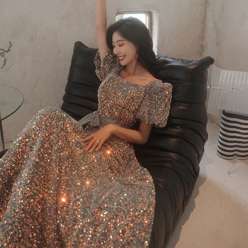 

Evening dress hostess 2022 new spring atmosphere art test Sequin toast clothes can be worn at ordinary times for temperament