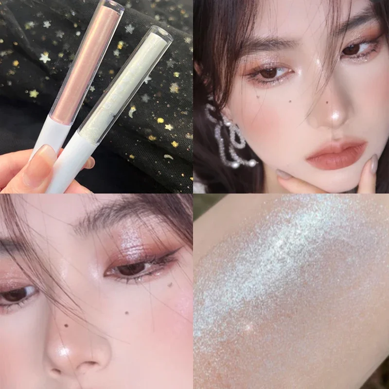 Glitter Highlighter Liquid Eyeshadow Eyeliner Waterproof Polarized Light Pink White Shimmer Shine Eye Makeup Beauty Tool