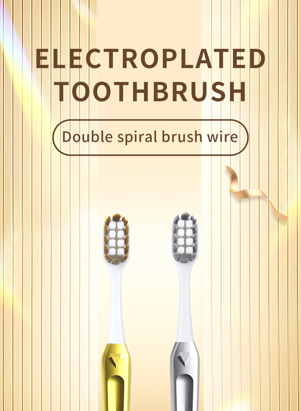 Kingubznis Gold Zahnbürste Luxus Gold Silber Zahnbürste für Männer Frauen Erwachsene Zahnbürsten Brandneue Galvanisierte Dentalbürsten – Detail 1