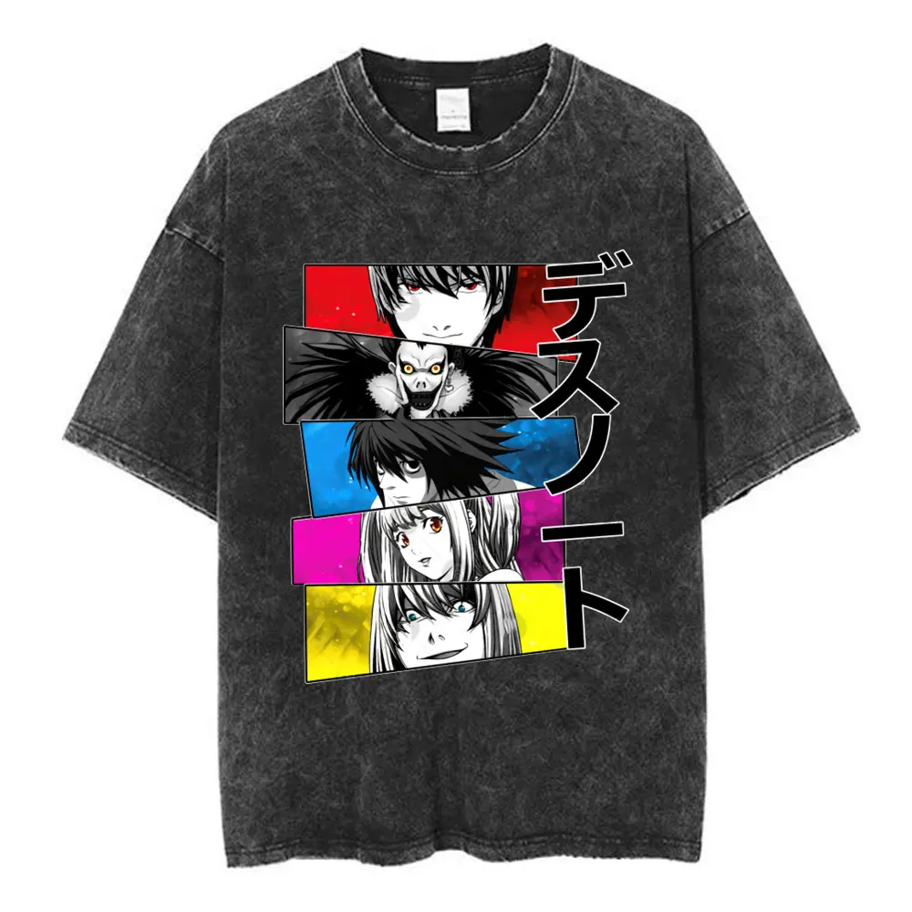Anime Death Note Shinigami Ryuk Washed T Shirt Manga Light Yagami L T-shirt  Men Women Cotton Short Sleeve T-shirts Streetwear - AliExpress
